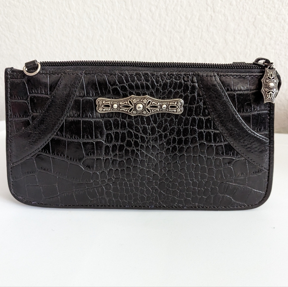 Brighton Croc Embossed Clutch with Bow
